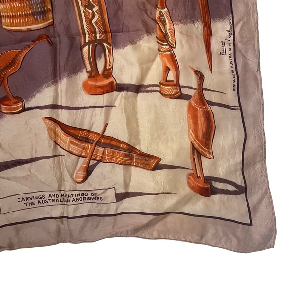 Vintage Australian Aboriginal Art Scarf Designed by Neil Silk Rayon - Picture 7 of 12